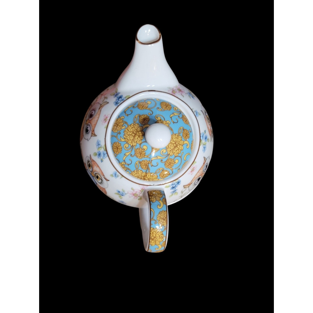 Whimsical and cute! Tea Set For One Owls Nesting Porcelain Teapot and Cup w/ box - Picture 10 of 11